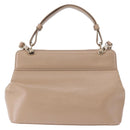BVLGARI Hand Bag Leather 2way Beige Gold Tone Auth BA14579A-2