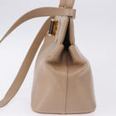 BVLGARI Hand Bag Leather 2way Beige Gold Tone Auth BA14579A-3