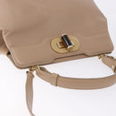 BVLGARI Hand Bag Leather 2way Beige Gold Tone Auth BA14579A-6