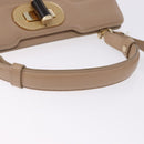 BVLGARI Hand Bag Leather 2way Beige Gold Tone Auth BA14579A-7