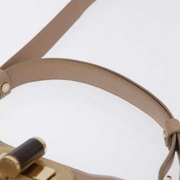 BVLGARI Hand Bag Leather 2way Beige Gold Tone Auth BA14579A