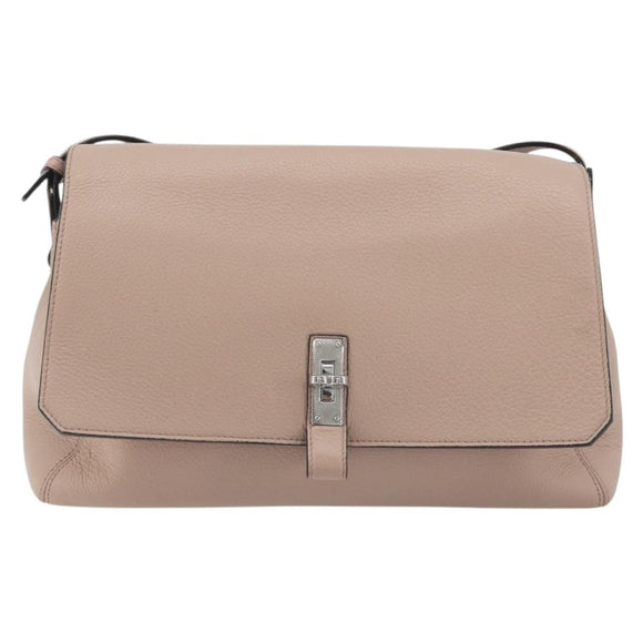 BALLY Shoulder Bag Leather Pink Silver Auth BA14581A
