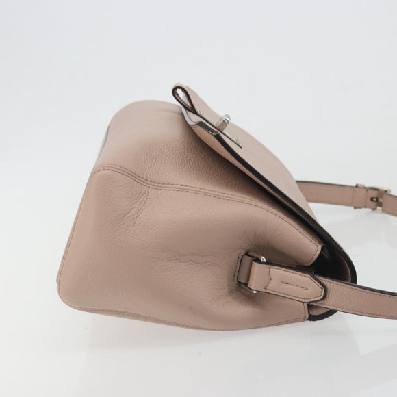 BALLY Shoulder Bag Leather Pink Silver Auth BA14581A
