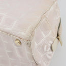 CHANEL New Travel Line Hand Bag Canvas Pink Gold Tone CC Auth BA14582A-12