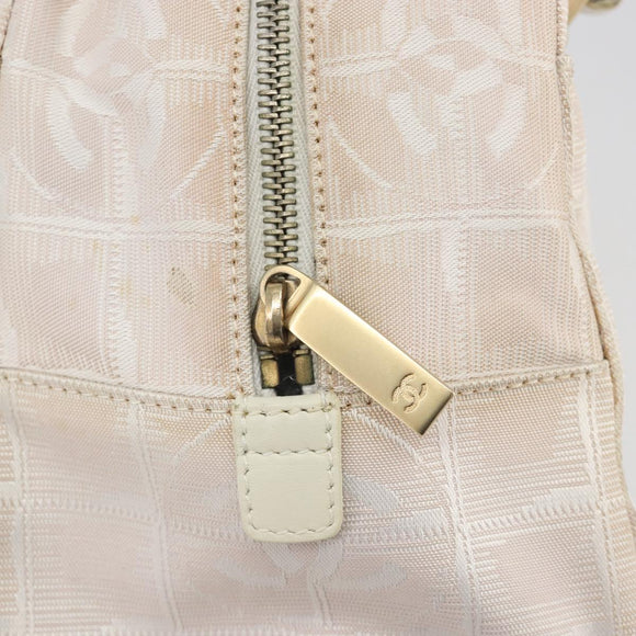 CHANEL New Travel Line Hand Bag Canvas Pink Gold Tone CC Auth BA14582A