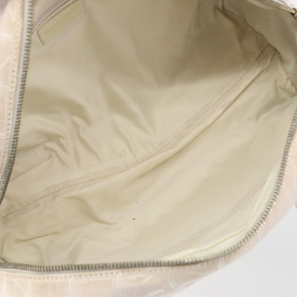 CHANEL New Travel Line Hand Bag Canvas Pink Gold Tone CC Auth BA14582A