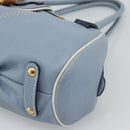 Salvatore Ferragamo Hand Bag Leather Light Blue Gold Tone Auth BA14586-10