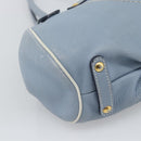 Salvatore Ferragamo Hand Bag Leather Light Blue Gold Tone Auth BA14586-11