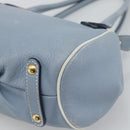 Salvatore Ferragamo Hand Bag Leather Light Blue Gold Tone Auth BA14586-12