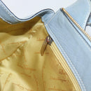 Salvatore Ferragamo Hand Bag Leather Light Blue Gold Tone Auth BA14586-19