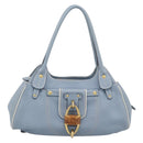 Salvatore Ferragamo Hand Bag Leather Light Blue Gold Tone Auth BA14586-2