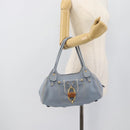 Salvatore Ferragamo Hand Bag Leather Light Blue Gold Tone Auth BA14586-22