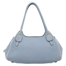Salvatore Ferragamo Hand Bag Leather Light Blue Gold Tone Auth BA14586-3