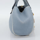 Salvatore Ferragamo Hand Bag Leather Light Blue Gold Tone Auth BA14586-4