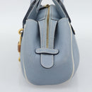 Salvatore Ferragamo Hand Bag Leather Light Blue Gold Tone Auth BA14586-5