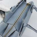 Salvatore Ferragamo Hand Bag Leather Light Blue Gold Tone Auth BA14586-6
