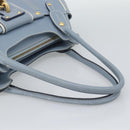 Salvatore Ferragamo Hand Bag Leather Light Blue Gold Tone Auth BA14586-7