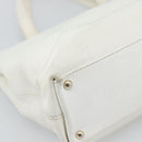 CHANEL Tote Bag Caviar Skin White CC Auth BA14587A-11