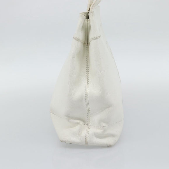 CHANEL Tote Bag Caviar Skin White CC Auth BA14587A