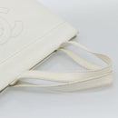 CHANEL Tote Bag Caviar Skin White CC Auth BA14587A-7