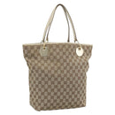 GUCCI GG Canvas Tote Bag Beige Gold Tone 120836 Auth BA14589-1