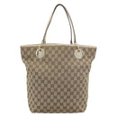 GUCCI GG Canvas Tote Bag Beige Gold Tone 120836 Auth BA14589-2