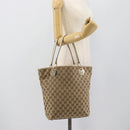 GUCCI GG Canvas Tote Bag Beige Gold Tone 120836 Auth BA14589-21