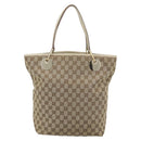 GUCCI GG Canvas Tote Bag Beige Gold Tone 120836 Auth BA14589-3