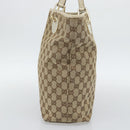 GUCCI GG Canvas Tote Bag Beige Gold Tone 120836 Auth BA14589-5