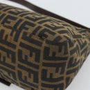 FENDI Zucca Canvas Mamma Baguette Shoulder Bag Brown Silver Auth BA14590V-16