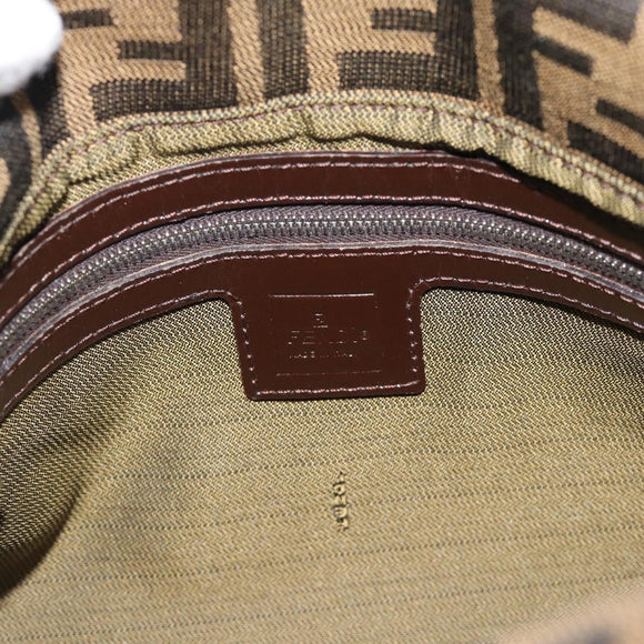 FENDI Zucca Canvas Mamma Baguette Shoulder Bag Brown Silver Auth BA14590V
