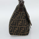 FENDI Zucca Canvas Mamma Baguette Shoulder Bag Brown Silver Auth BA14590V-3