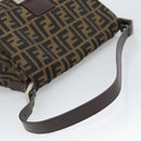 FENDI Zucca Canvas Mamma Baguette Shoulder Bag Brown Silver Auth BA14590V-7