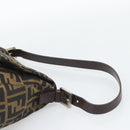 FENDI Zucca Canvas Mamma Baguette Shoulder Bag Brown Silver Auth BA14590V-8