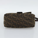 FENDI Zucca Canvas Mamma Baguette Shoulder Bag Brown Silver Auth BA14590V-5