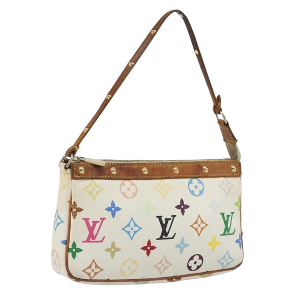 LOUIS VUITTON Monogram Multicolor Pochette Accessoires White M92649 Auth BA14591