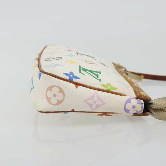 LOUIS VUITTON Monogram Multicolor Pochette Accessoires White M92649 Auth BA14591