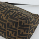 FENDI Zucca Canvas Mamma Baguette Shoulder Bag Brown Silver Auth BA14593V-12