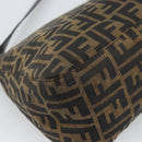 FENDI Zucca Canvas Mamma Baguette Shoulder Bag Brown Silver Auth BA14593V-13