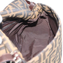 FENDI Zucca Canvas Mamma Baguette Shoulder Bag Brown Silver Auth BA14593V-17