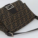 FENDI Zucca Canvas Mamma Baguette Shoulder Bag Brown Silver Auth BA14593V-6