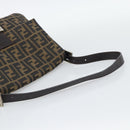 FENDI Zucca Canvas Mamma Baguette Shoulder Bag Brown Silver Auth BA14593V-7