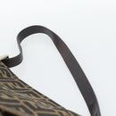 FENDI Zucca Canvas Mamma Baguette Shoulder Bag Brown Silver Auth BA14593V-8