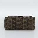 FENDI Zucca Canvas Mamma Baguette Shoulder Bag Brown Silver Auth BA14593V-9