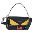 FENDI Bugs Monster Mamma Baguette Leather 2way Black 8BR600 Auth BA14594SAM-1