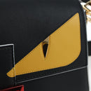 FENDI Bugs Monster Mamma Baguette Leather 2way Black 8BR600 Auth BA14594SAM-17
