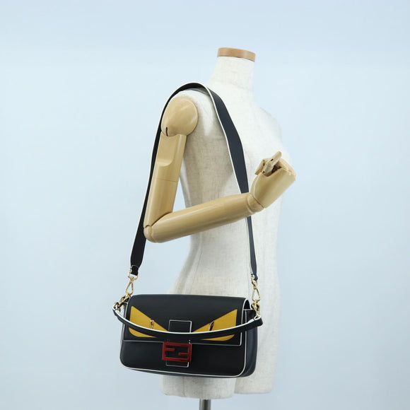 FENDI Bugs Monster Mamma Baguette Leather 2way Black 8BR600 Auth BA14594SAM
