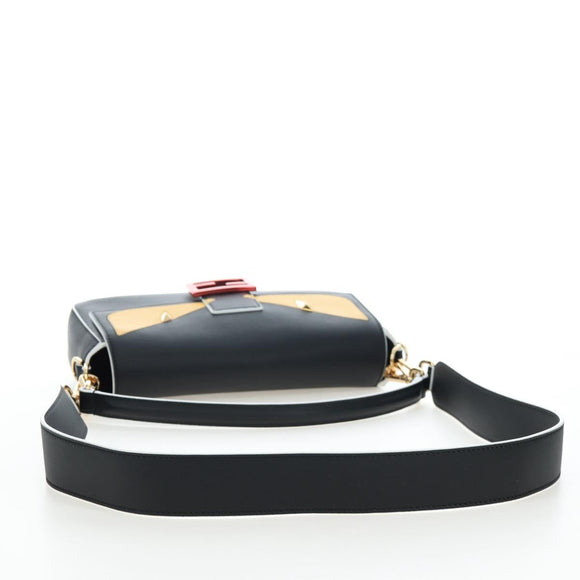 FENDI Bugs Monster Mamma Baguette Leather 2way Black 8BR600 Auth BA14594SAM