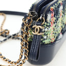 CHANEL Gabrielle de Chanel Chain Shoulder Bag Tweed Navy Gold CC Auth BA14596SAM-15