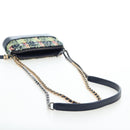 CHANEL Gabrielle de Chanel Chain Shoulder Bag Tweed Navy Gold CC Auth BA14596SAM-7